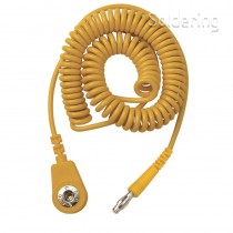 Špirálový uzemňovací kábel, 4mm / banánik, 2,0m, žltý, 230170