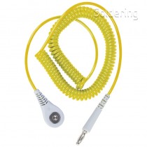 Špirálový uzemňovací kábel Jewel®, 4mm / banánik, 1,8m, žltý, 60264