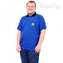ESD tričko s gombíkmi a golierom, modré, veľkosť S, 221451