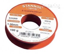 Spájkovací cín pre elektroniku Stannol Sn60Pb39Cu1 1,5 mm 100g