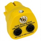 DESCO Europe - Uzemňovací box do zásuvky, európsky plug, 1 x 10mm patent, 2 x 4mm zdierka, 1MΩ rezistor, 231170