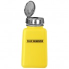 DESCO Europe - ESD dávkovacia fľaštička One-Touch durAstatic®, žltá, logo "Flux Remover", 180ml, 35595