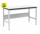 Robtools - ESD pracovný stôl, obdĺžniková doska s 2mm hranou, 1500x900mm, H-typ, manuálna