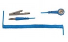 OEM PR - Špirálový uzemňovací kábel StaticTec, 10mm/banánik, 1,8m, modrý