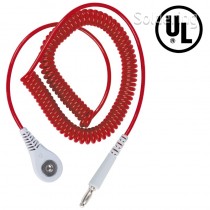 Špirálový uzemňovací kábel Jewel®, 4mm / banánik, 1,8m, červený, 60262