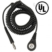 Špirálový uzemňovací kábel Jewel® MagSnap, 4mm / banánik, 6.1M, čierny, 60652