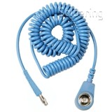 Špirálový uzemňovací kábel, 10mm / banánik, 2,0m, modrý, bez rezistora, 230195