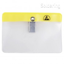 ESD visačka na menovku, s klipom, 108x75mm, horizontálna, 35012