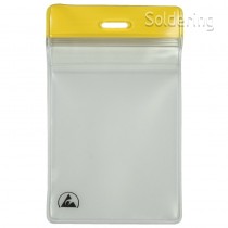 ESD visačka na menovku, bez klipu, so zipsom, 68x107mm, vertikálne, 35016