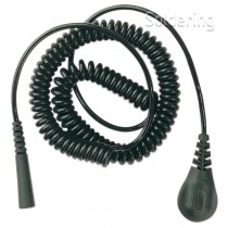 Špirálový uzemňovací kábel, 4mm / krytý banánik, 1,8m, čierny, 60339