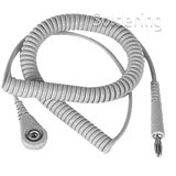 Špirálový uzemňovací kábel, 7mm / banánik, 3m, šedý, 60382