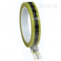 ESD lepiaca páska Wescorp ™, priehľadná s žltými pruhmi, so symbolmi, celulózová, 18mmx65,8m, 242275