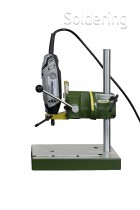 Stojan na vŕtačku Micromot MB 200 a zostava frézky Dremel.