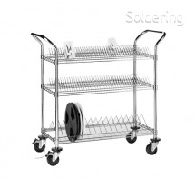 ESD SMT drôtený regálový vozík, 1 samostatná polica, 2 dvojité police, 457 x 907 x 940 mm