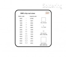 reálnej veľkosti SMD puzdier čipov
