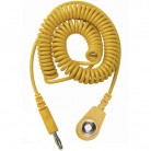 DESCO Europe - Špirálový uzemňovací kábel, 10mm / banánik, 2,0m, žltý, 230205
