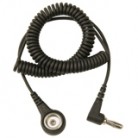 DESCO Europe - Špirálový uzemňovací kábel, 10mm / zahnutý banánik, 1,8m, čierny, 230290