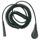 DESCO Europe - Špirálový uzemňovací kábel, 4mm / krytý banánik, 1,8m, čierny, 60339